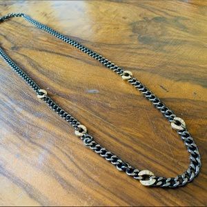 Stella & Dot Hematite Long Chain Necklace